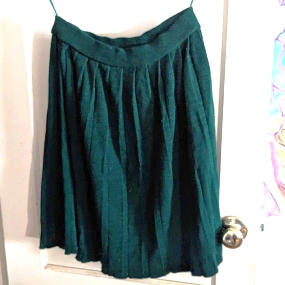 Vintage Fedora Green Pleated Knit Skirt - Size M